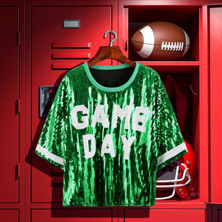 Game Day Green Sequin Shirt O/S