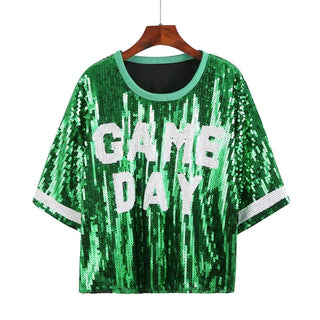 Game Day Green Sequin Shirt O/S