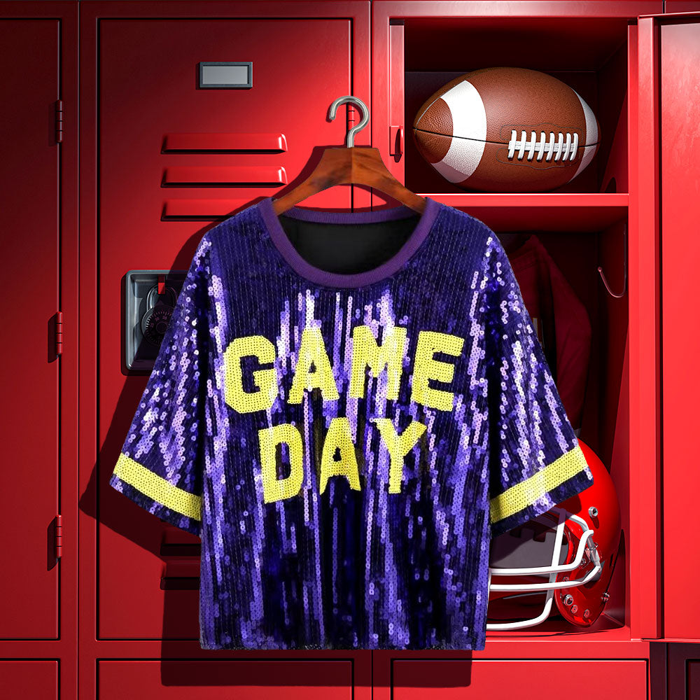 Game Day Sequin Top Purple