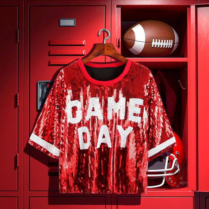 Game Day Sequin Top Red O/S