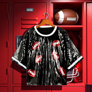 Sequin Football Crop Top O/S