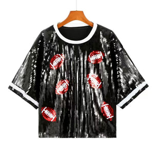 Sequin Football Crop Top O/S