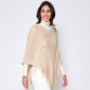 Lurex Knitted Poncho O/S
