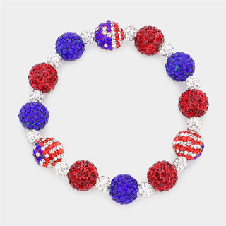 Shambala red white blue bracelet