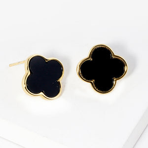 Gold Dipped Quatrefoil Large Earrings