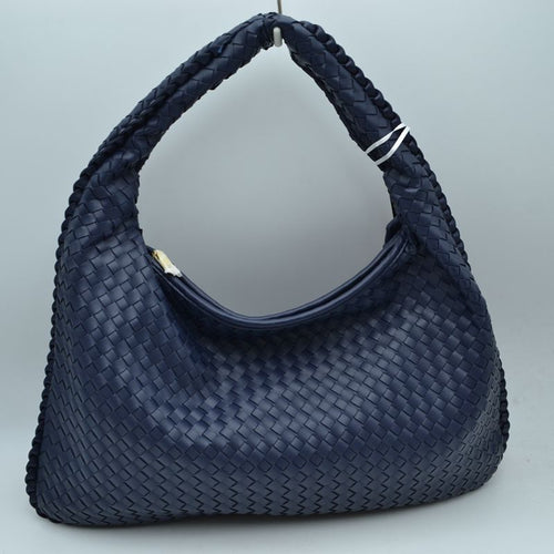 Lynn Basket Weave Handbag Navy