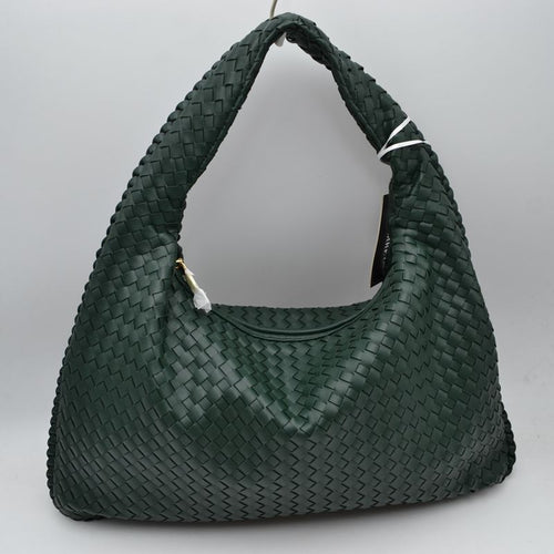 Lynn Basket Weave Zipper Handbag Olive