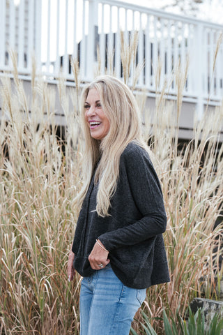 Melange Seamed Sweater - Black
