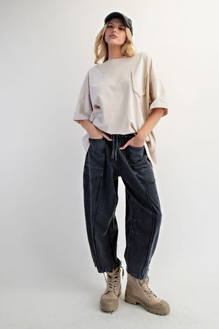 Barrel Terry Pants Ash BLK