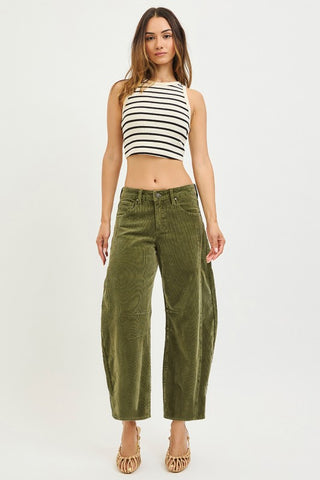 Teddy Slouchy Corduroy Pants Moss