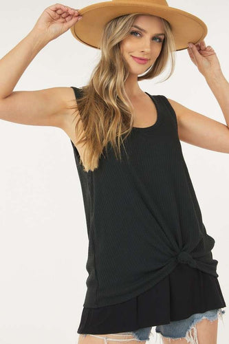 Two Toned Tied Tank Black