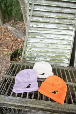 Halloween Black Cat Beanie Beige