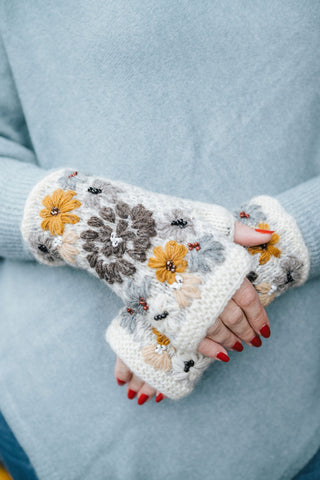 Ivory Muse Embroidery Hand warmer