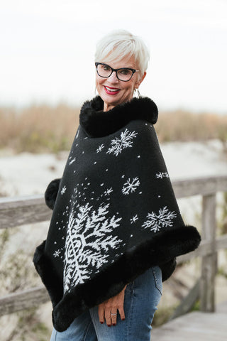 Snowfall Poncho O/S Blk