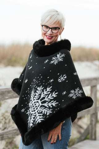 Snowfall Poncho O/S Blk