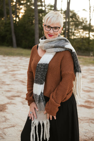 Fluffy Scarf Neutral/Blk