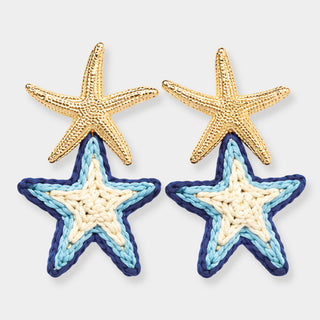 Bold Raffia Stars Lt Blue earrings