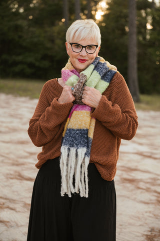 Soft Brushed Scarf GRN/BR