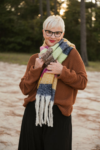 Soft Brushed Scarf GRN/BR