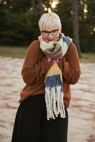 Soft Brushed Scarf GRN/BR