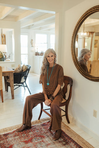 Margie Linen Lace Top O/S