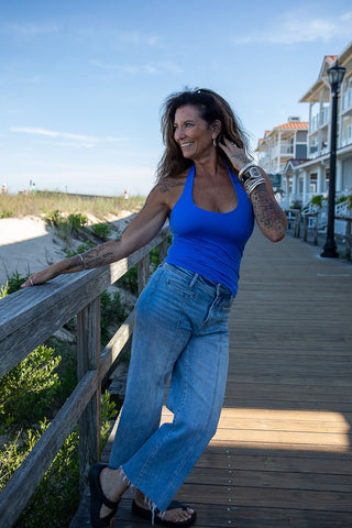 Jersey Girl Halter Top - O/S Royal Blue