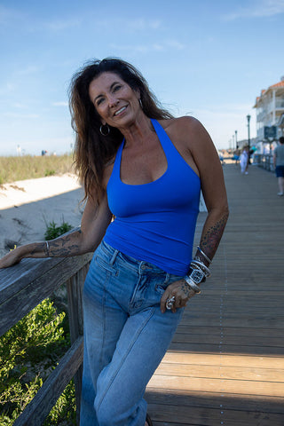Jersey Girl Halter Top - O/S Royal Blue