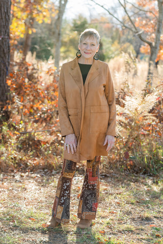 Lets Have a Latte faux suede midi coat