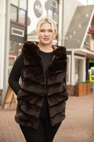 Cleo Hoody Vest Coffee O/S