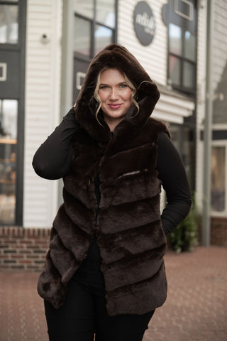 Cleo Hoody Vest Coffee O/S