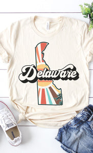Delaware Retro State Tee Cream
