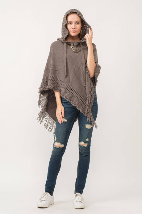 Harlie Grommet Poncho Cape Oslo Grey O/S