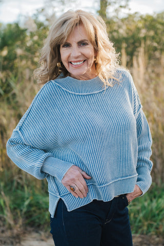 Harley Cropped Sweater Dusty Blue