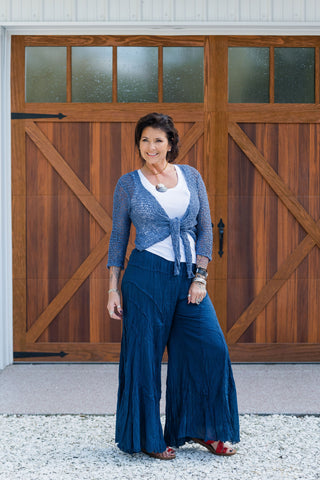 Popcorn Tie Up Sweater Wedgewood O/S