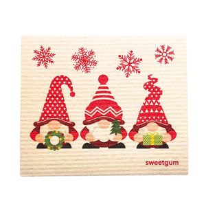 Christmas Gnomes Swedish Dishcloth (Christmas decor / gift)