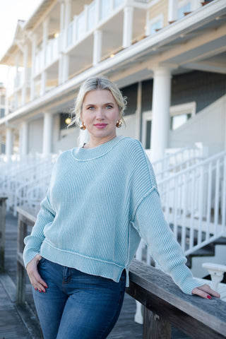 Harley Cropped Sweater Dusty Teal