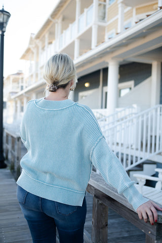 Harley Cropped Sweater Dusty Teal