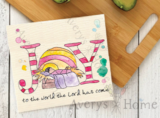 Joy In the Christmas Season Holiday Swedish Dish Cloth