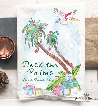 Deck the Palms Christmas Kitchen Towel