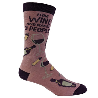 Womens I Like Wine And Maybe 3 People Socks: Womens (5-10) / Pink