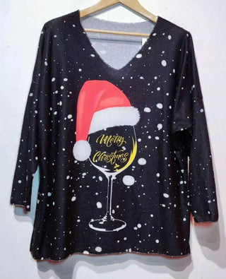 Wine Christmas Sweater O/S