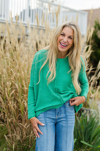 Melange Seamed Sweater - K Green