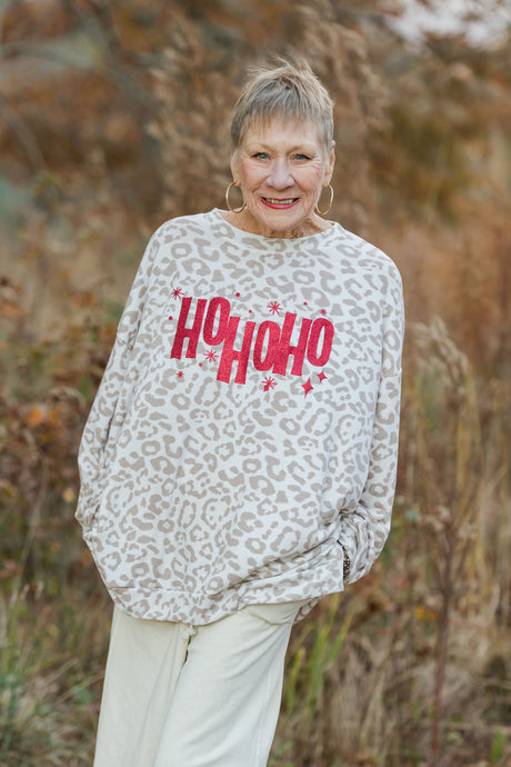 HO HO HO Leopard Sweater IV/BG