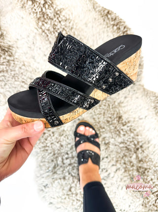 Sparkler Wedge Sandal Black