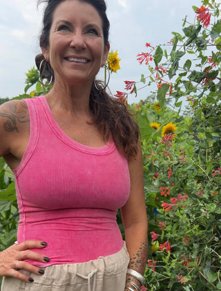 All Washed Out Scoop Neck Tank Top Hot Pink