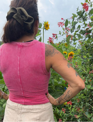 All Washed Out Scoop Neck Tank Top Hot Pink