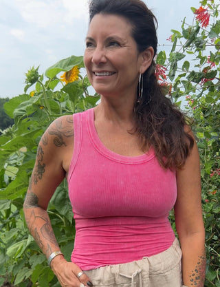 All Washed Out Scoop Neck Tank Top Hot Pink