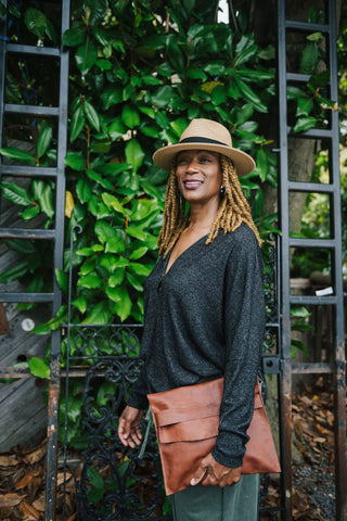 Exclusive Water Lili Leather envelope bag