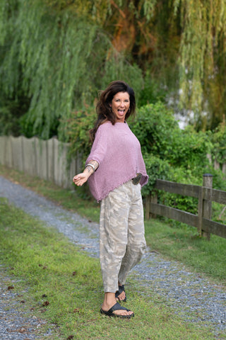 Sunwashed Linen Top O/S Mauve
