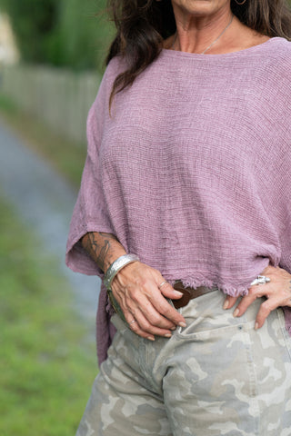Sunwashed Linen Top O/S Mauve